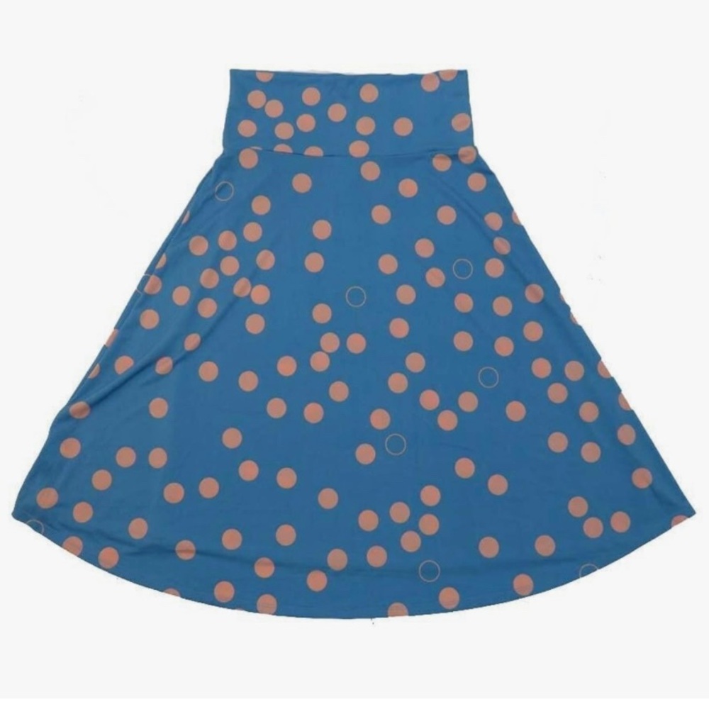 LuLaRoe  Azure Polka Dots  A-Line Skirt Women's Size XS (00-0) NWT Blue / Pink